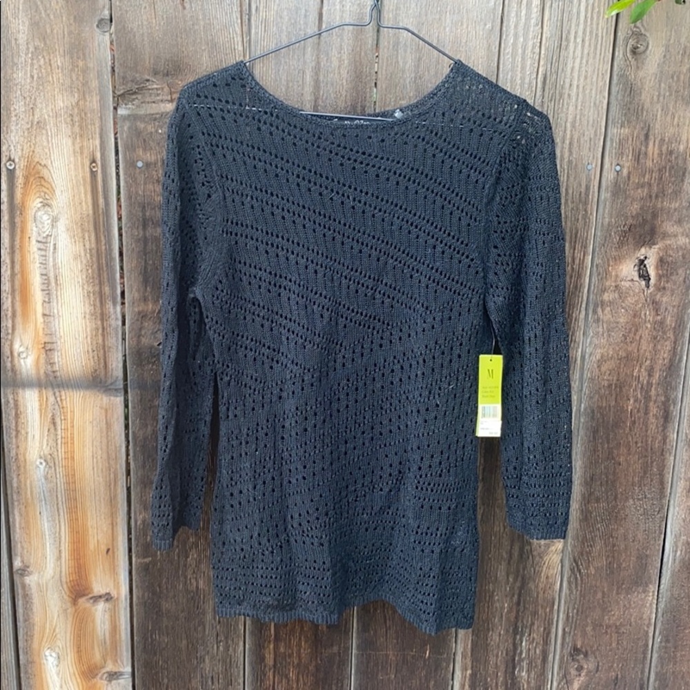 Black Open Weave Sweater